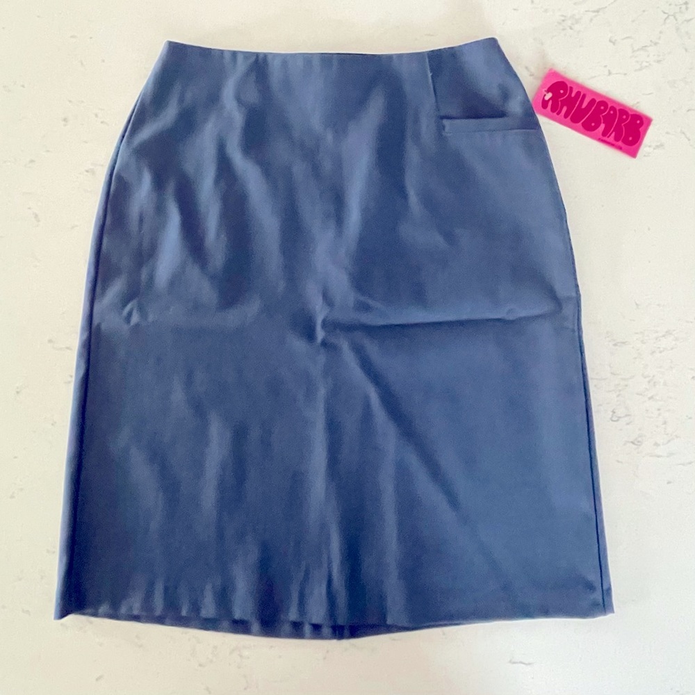 Rhubarb Fashions Made in USA Vintage Navy Blue Midi Skirt